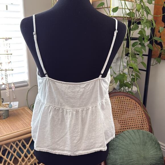 Abercrombie & Fitch White Spaghetti Strap Peplum Hem Tank Top - Picture 2 of 4